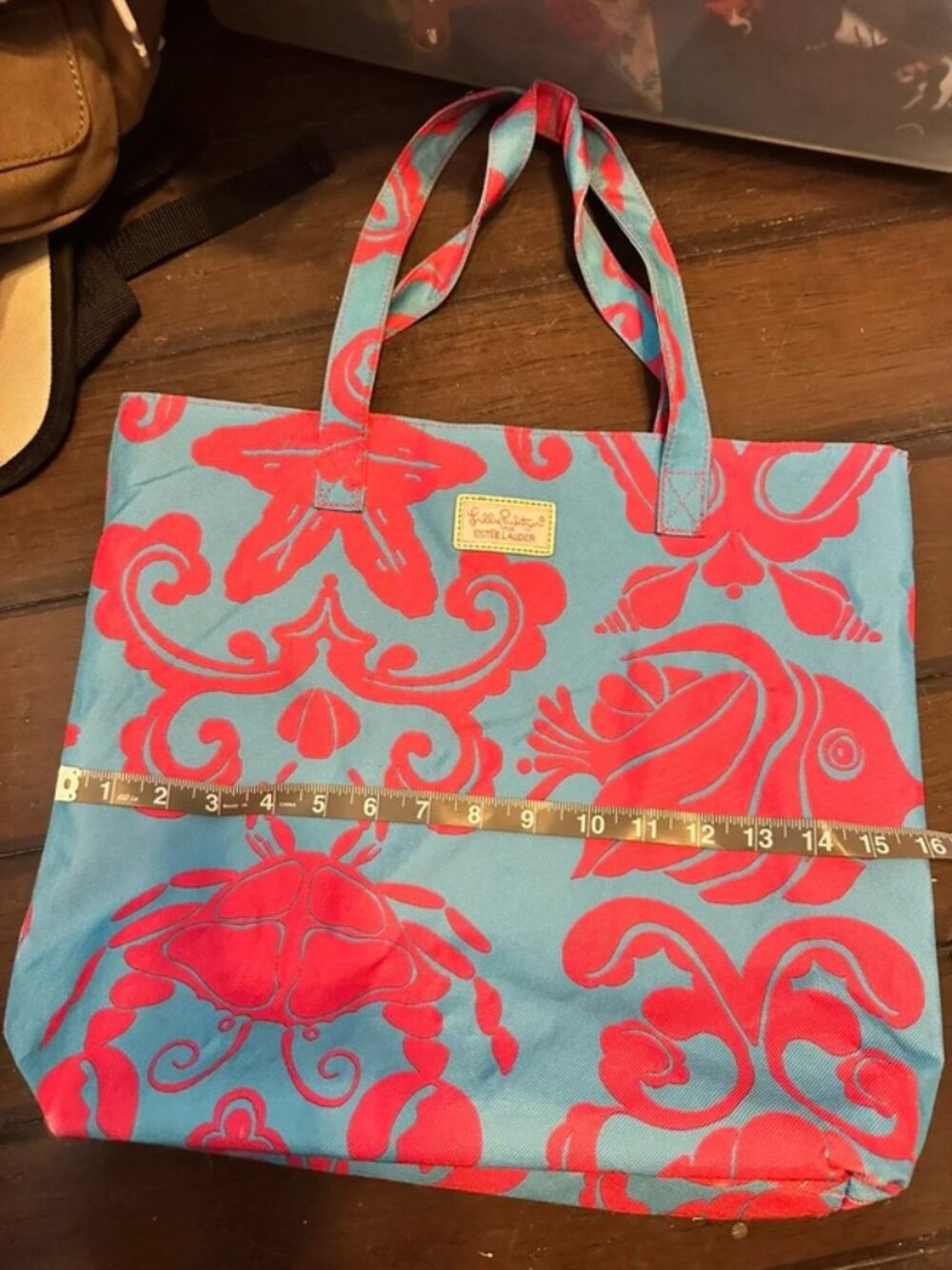Lilly Pulitzer x Estée Lauder Pink Turquoise Floral Tote Bag